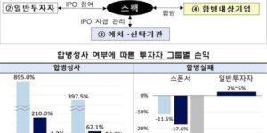 스팩의 관계자 정보를 도식화하여 나타낸 그림과 합병여부에 따른 투자수익 정보