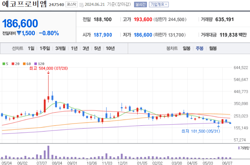 에코프로비엠 주식 차트